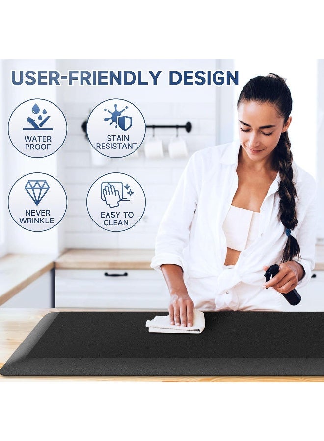 StepRite 4/5 Inch Thick Kitchen Mat Anti Fatigue Mat Kitchen Rugs Kitchen Decor Non-Slip, Stain Resistant, Waterproof Kitchen Mats Desk Mat for Kitchen, Office, Workshop, Black, 17'' x 60'' - Image 5